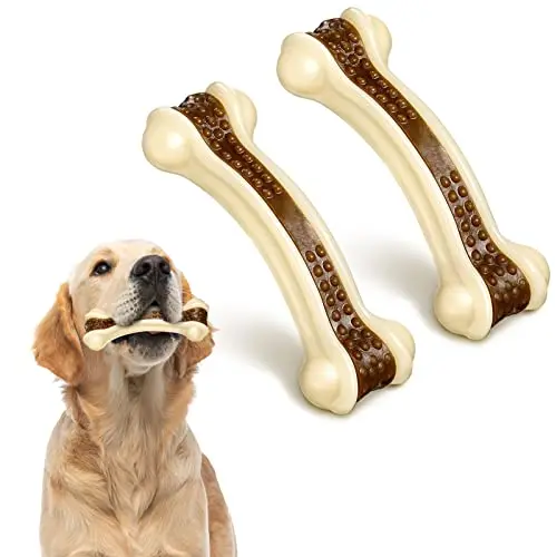 Sosation 2-pack of curved bone-shaped nylon dog chew toys