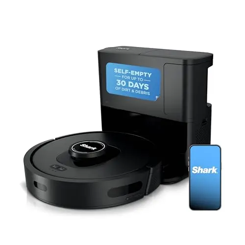 Shark AI Ultra dark grey robot vacuum on a hard floor