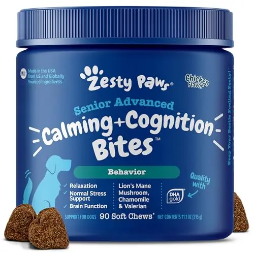 Zesty Paws Senior Advanced Calming & Cognition soft chews for dogs