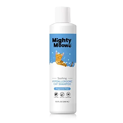 Mighty Meow Soothing Hypoallergenic Cat Shampoo bottle