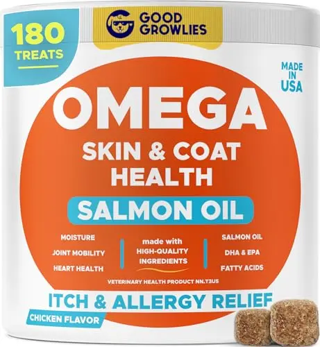 GOODGROWLIES Omega 3 Fish Oil chews for dogs with itchy skin relief