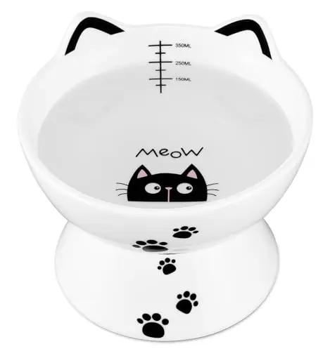 Yedio elevated porcelain cat water bowl with anti-slip base