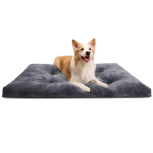 KSIIA dog crate bed with flannel surface and thick filling