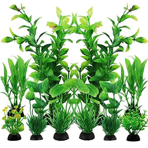 PIETYPET 10-piece set of small to medium green artificial aquarium plants