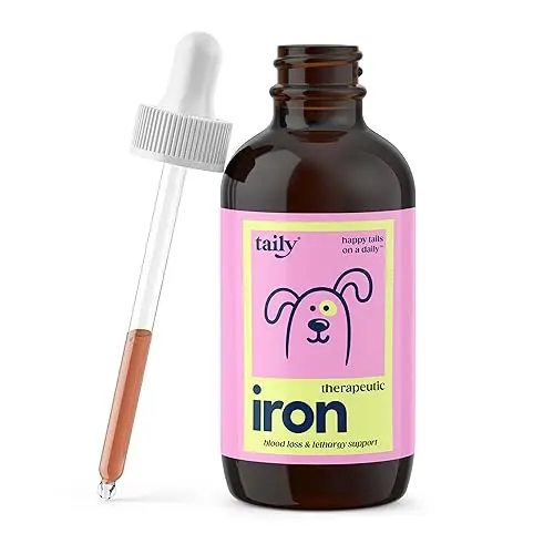Taily AminoPets liquid iron supplement for cats in a bacon-flavored bottle