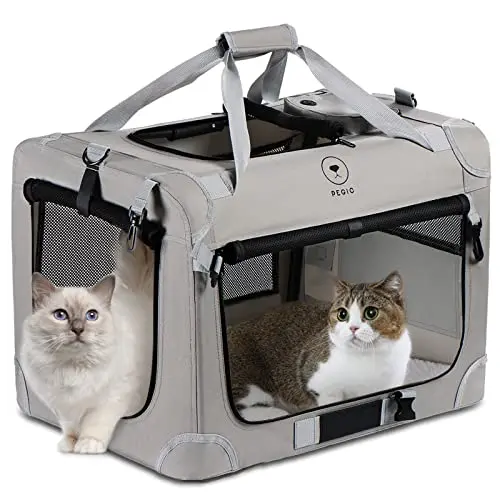 PEGIC grey extra large soft-sided pet carrier with quick set-up design