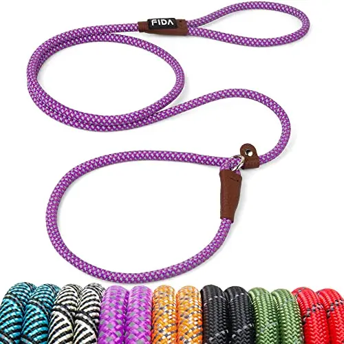 Fida purple slip lead dog leash made of rope