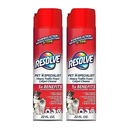Resolve Pet Specialist foam carpet cleaner for heavy traffic pet stain removal