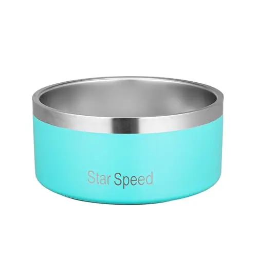 StarSpeed stainless steel dog bowl with rubber bottom in light green