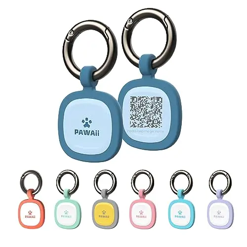 Pawaii silicone QR code pet ID tag in deep sea blue