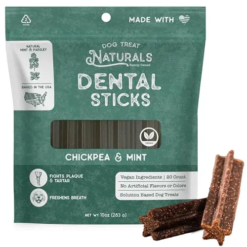 Dog Treat Naturals vegan chickpea and mint dental sticks