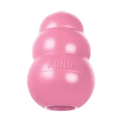 KONG small pink rubber puppy chew toy with an irregular shape