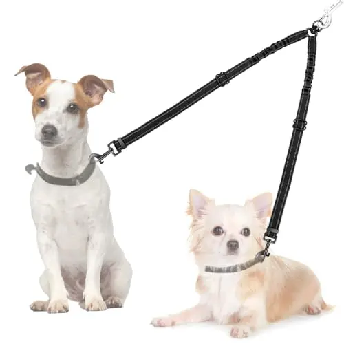 AUTOWT double dog leash splitter with reflective stitching