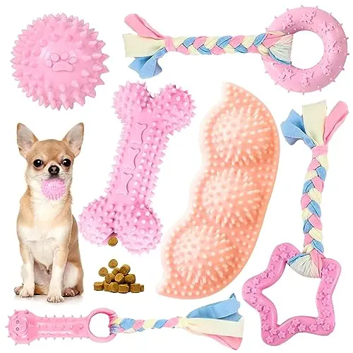 Petcare 6-pack of pink rubber chew toys for small dogs