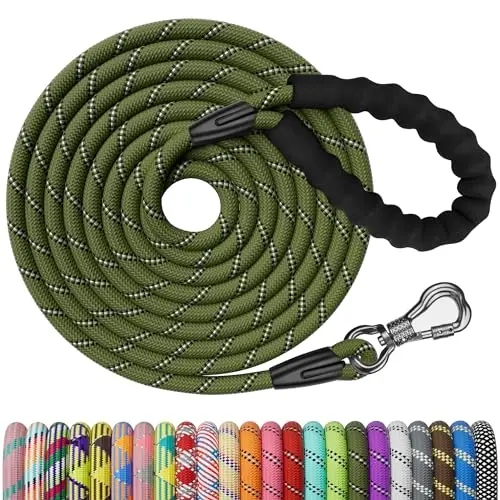 NTR 15ft polyester dog leash with lockable bone-shaped hook and padded handle
