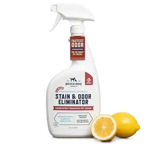 Rocco & Roxie enzyme cleaner spray bottle with light lemon scent