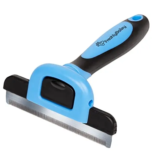 Freshly Bailey blue deshedding brush for short-haired dogs and cats