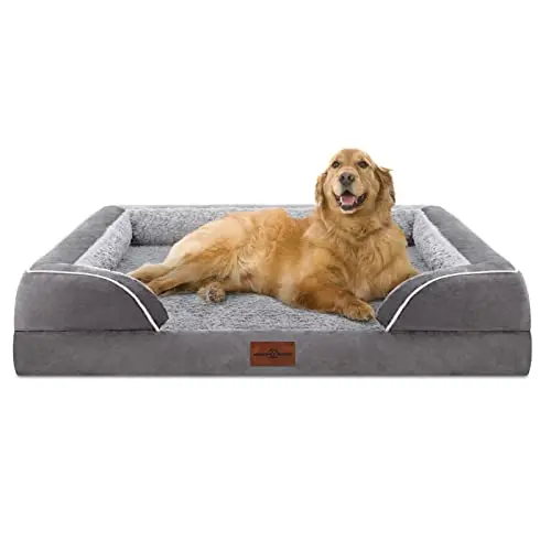 Comfort Expression Orthopedic Dog Bed for extra large dogs with grey cover and bolsters