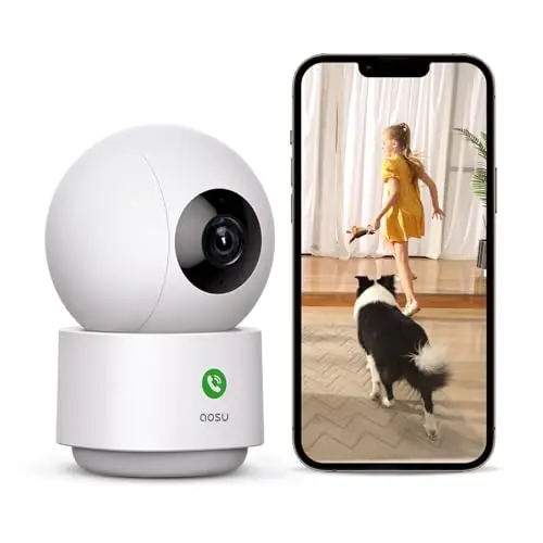 aosu 2K indoor pet camera with 360-degree rotation and night vision