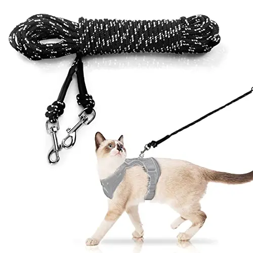 NEOGULY 15-foot long, thin nylon cat leash with reflective stitching