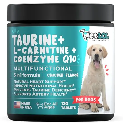 PET LOL Taurine Supplement for Dogs with CoQ10 and L-Carnitine tablets