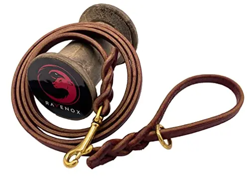 Ravenox burgundy latigo leather dog leash Amish made
