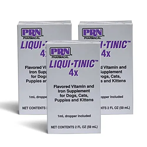 PRN Liqui-Tinic liquid iron supplement for cats in a 3-pack bottle