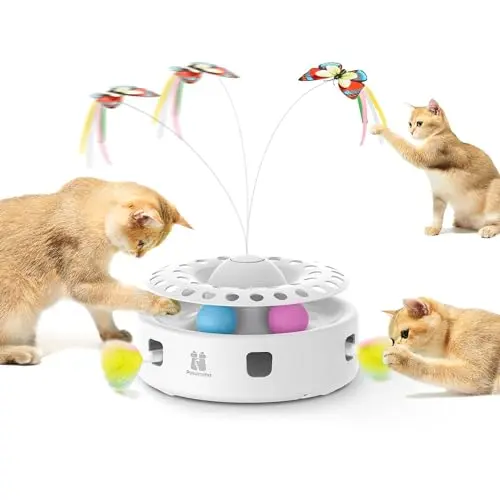 Potaroma 3-in-1 automatic cat toy with fluttering butterfly and track balls