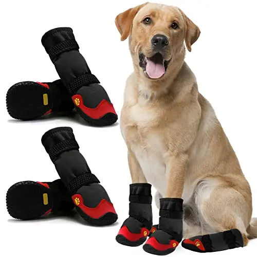 MUSIMC black and red dog boots with high-cut design