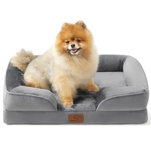 Bedsure Orthopedic Dog Bed for small dogs with a grey removable cover