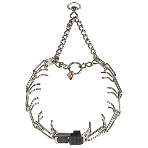 Herm Sprenger stainless steel prong collar with ClicLock buckle and swivel ring