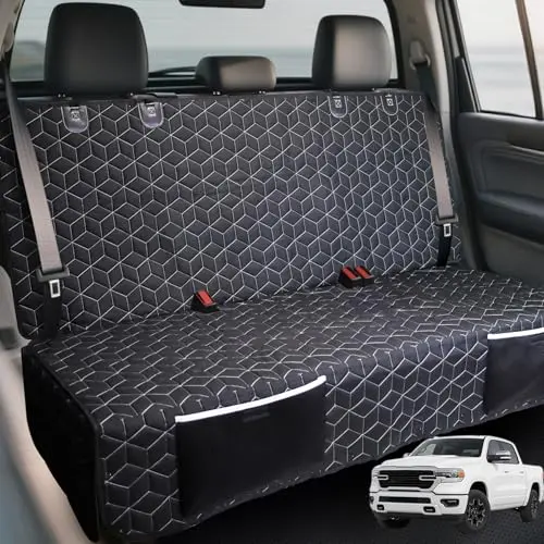 Meginc custom-fit waterproof dog seat cover installed on a truck back seat.