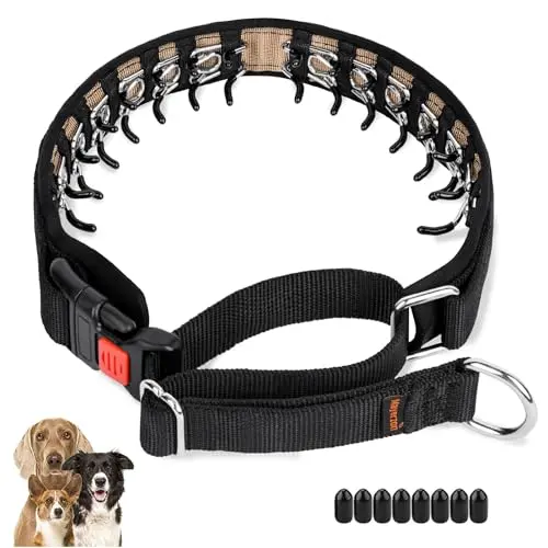 Mayerzon patented martingale dog collar in black for small to large dogs