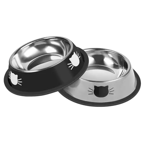 Serentive stainless steel cat bowls with non-slip rubber base