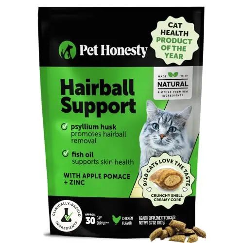 Pet Honesty Cat Hairball Support Crunchy & Creamy Chews in packaging