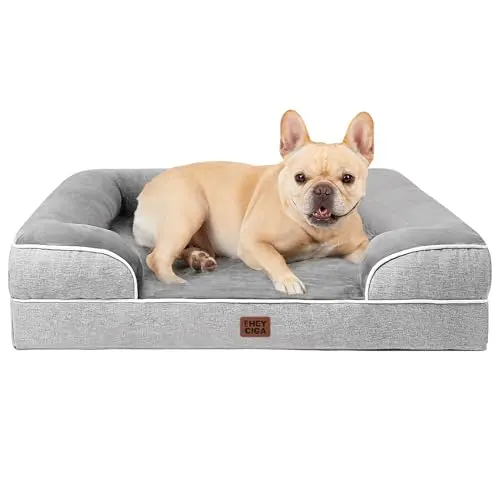 EHEYCIGA gray orthopedic dog bed with sides