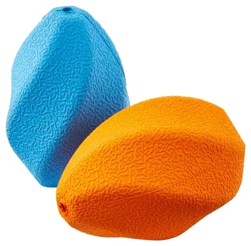 Amazon Basics two-pack of multi-colored rubber treat dispensing dog toys