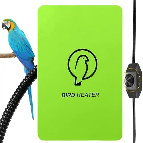 Kokopro bird heater plate mounted on a cage