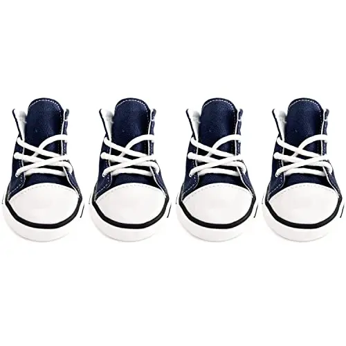 HPWFHPLF blue denim dog sneakers in a pack of four