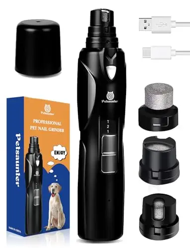Petsaunter black dog nail grinder with LED light and touch switch