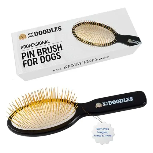 We Love Doodles pin brush with gold plated pins and beechwood handle