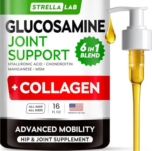 STRELLALAB Liquid Glucosamine for dogs with collagen bottle