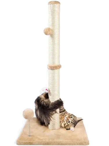 ANWA cat scratching post with dangling toys and sisal surface