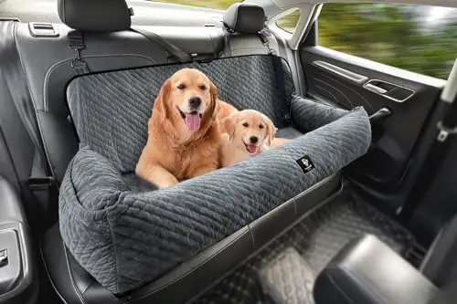Melafa365 super large dog car seat with safety tethers in gray