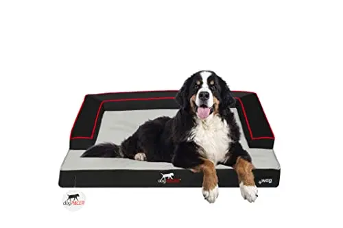 dogPACER Indoor Outdoor Pet Recovery Dog Bed in black with multi-element foam and cooling gel