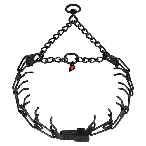 Herm Sprenger black stainless steel prong collar with centered buckle