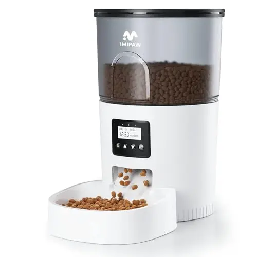 IMIPAW 3L automatic cat feeder with programmable timer and dual power supply for budget-friendly feeding