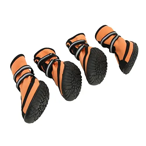 Rosvola orange reflective dog shoes for trail running