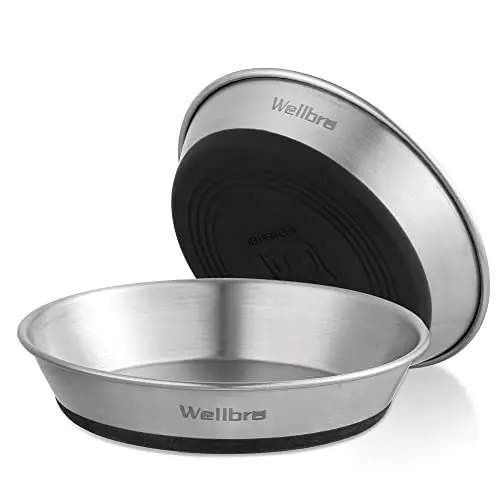 Wellbro stainless steel cat bowls with anti-slip silicone bottoms