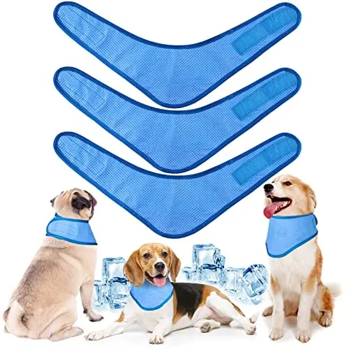 Talltalk 3-pack dog cooling bandanas with adjustable hook-and-loop closure in blue